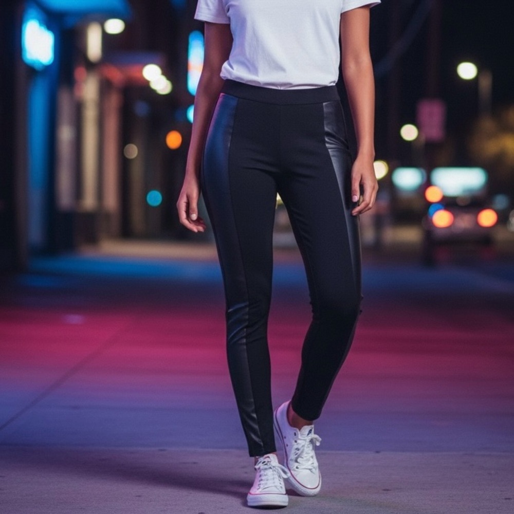 White House Black Market Black Faux Leather Pants Size 4